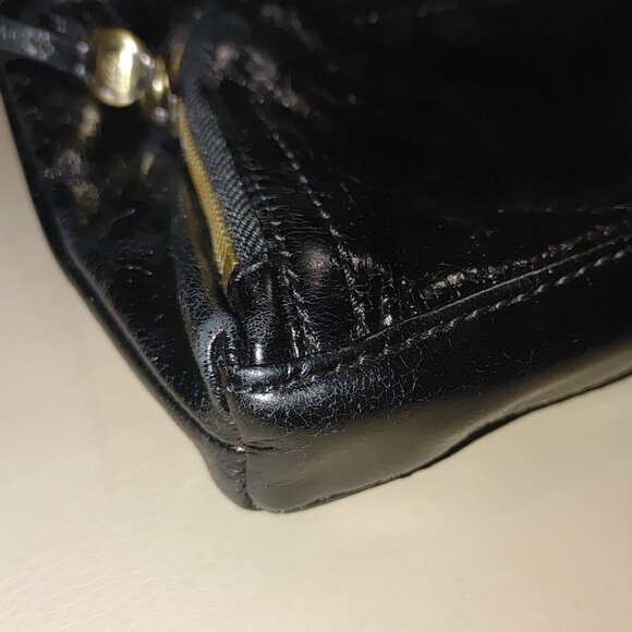 Hobo Black Leather Crossbody Bag Gold Hardware Multiple Zippered Compartments - Picture 9 of 9